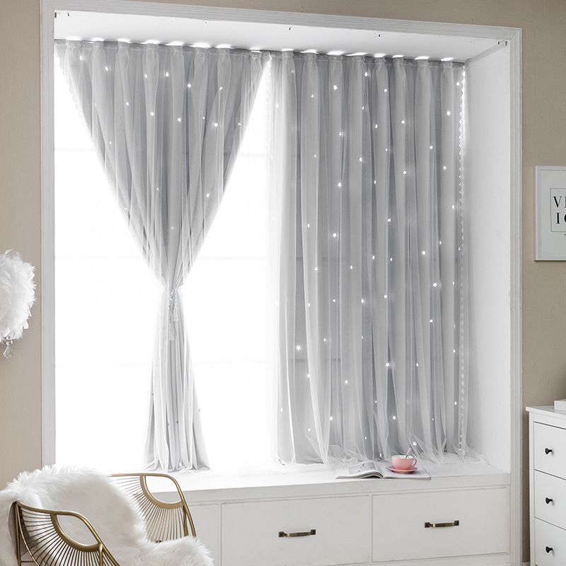 A545 Velcro curtain bedroom blackout free punching installation self-adhesive short sunshade curtain foreign trade free shipping