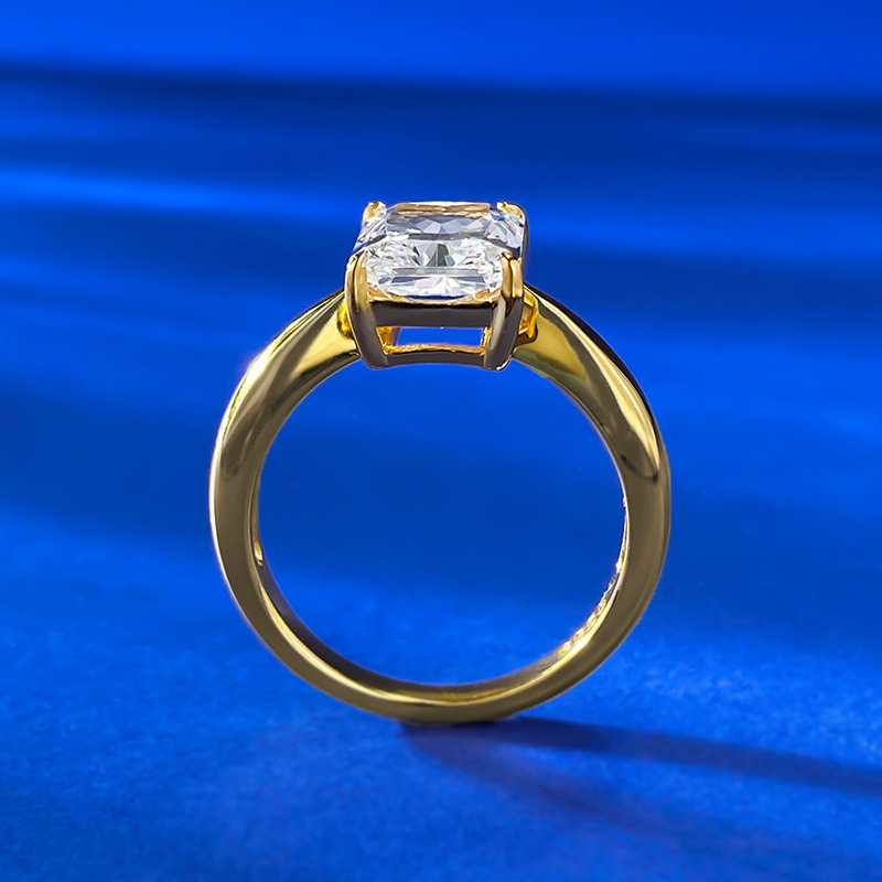 New 925 Sterling Silver Ring Cubic Zirconia Ice Flower Cut Rectangular 7*10mm