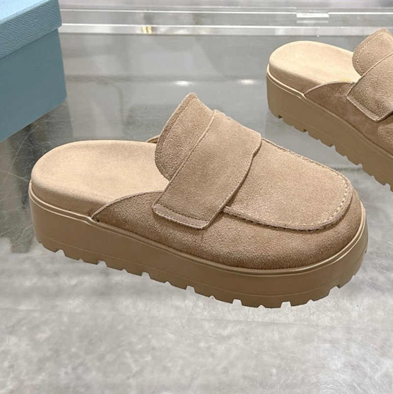 Designer Sandal Suede Flatform Slide Leather Platform Slipper Flat Clogs High-quality Chunky Mule Summer Beach Casual Women Size 35-41