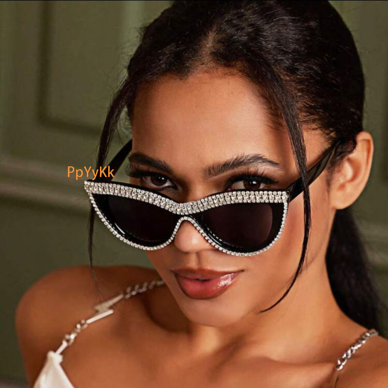 Moissanite Luxury Gothic Punk Women's Sunglasses Crystal Rhinestone Embellished UV400 Polarized Statement Eyewear Instagram Influencer Trending