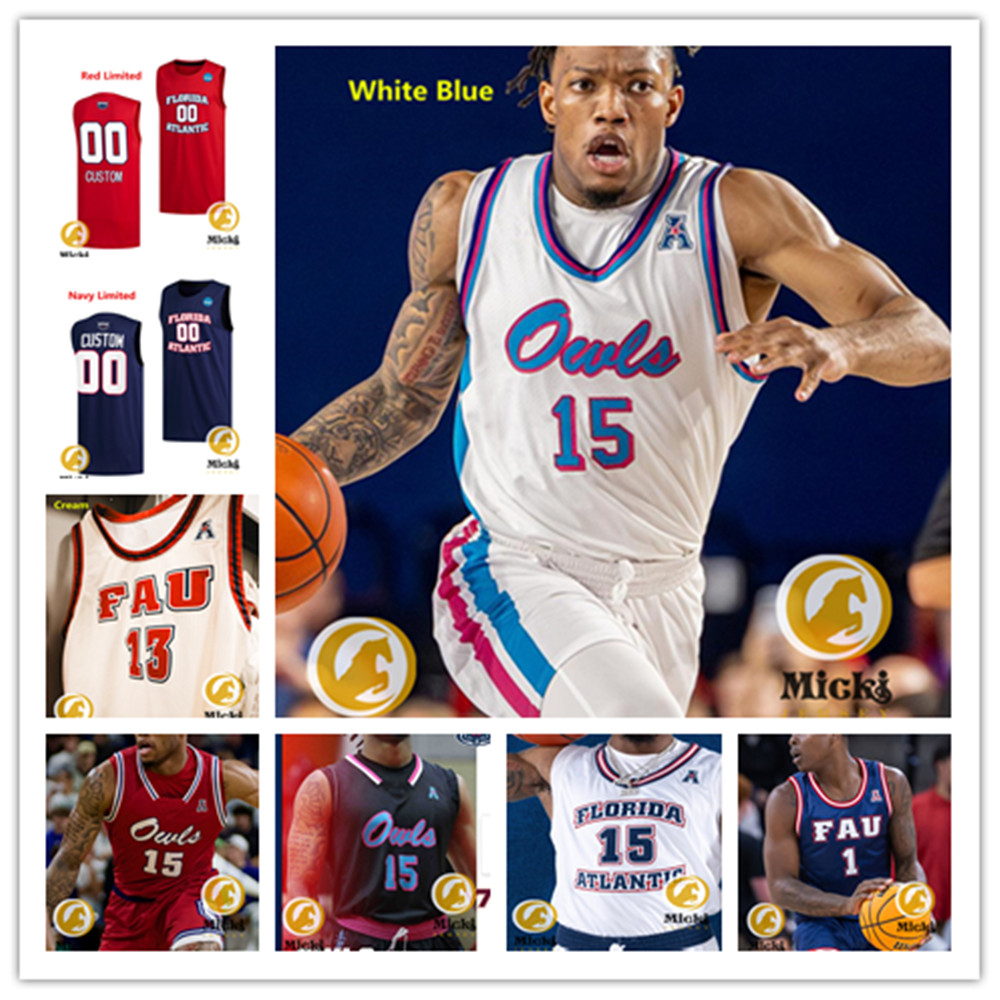 KyKy Tandy 25 Niccolo Moretti 2025 A Patch FAU Owls Basketball Jersey 22 Devin Vanterpool Tre Carroll Jack Jackson 13 Jack Johnson Florida Atlantic Owls Jerseys