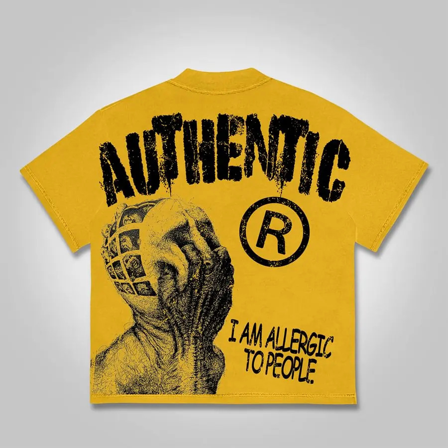 Vintage I Am Allergic To People Graphics Print Cotton T-shirt Men Y2K Summer Short Sleeves Oversize Tshirt Streetwear Women Tops 250616