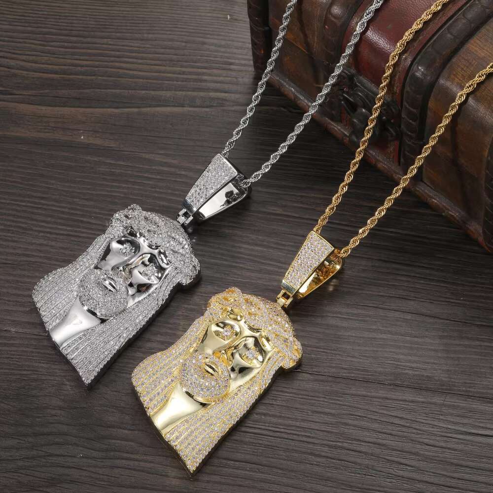 Hip Hop CZ Jesus Charms Necklace Pendant Iced Out 18K Gold Plated Jesus Zircon Diamond Pendant for Men
