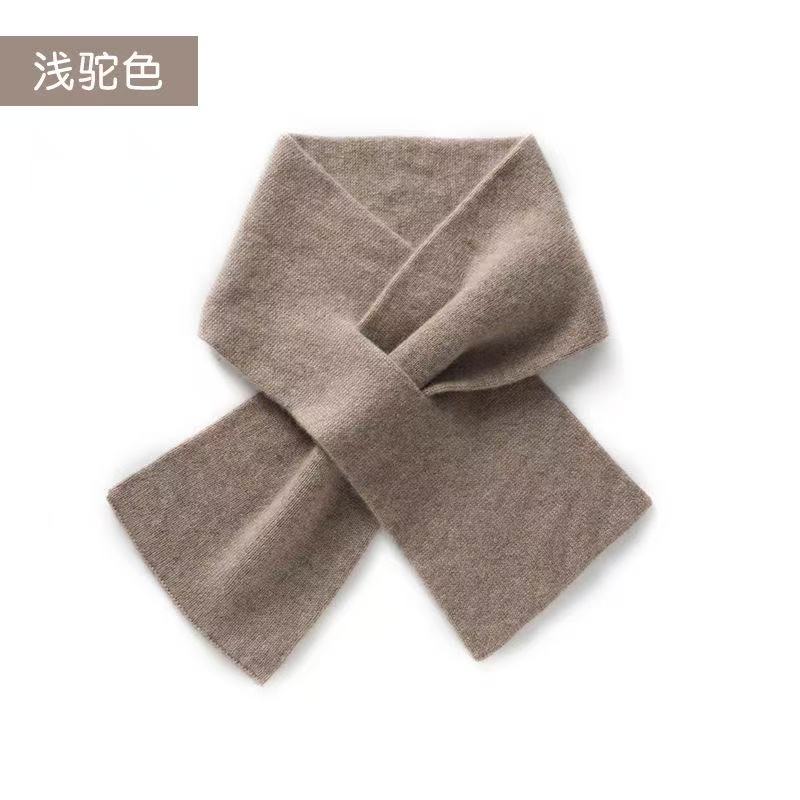 T1005 autumn and winter cashmere knitted scarf for women short thick warm neck protection Korean version all-match solid color perforated cross small 