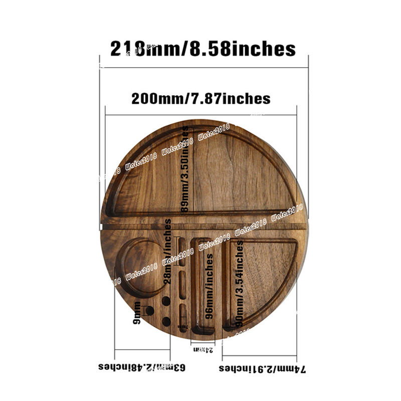 Round Shape Wooden Rolling Tray Household Smoking Accessories With Groove Diameter Tobacco Roll Trays Cigarette 21.8*21.8CM