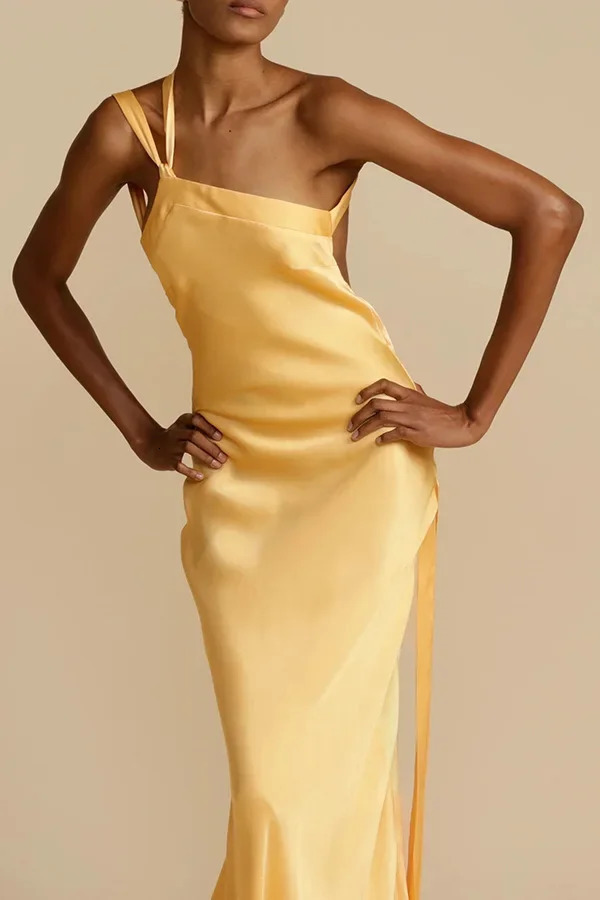 2025 Summer Women Evening Dress Satin One-shoulder Black Trumpet Elegant Long Dresses Female Fashion Party Club Vestidos Ladies 250617