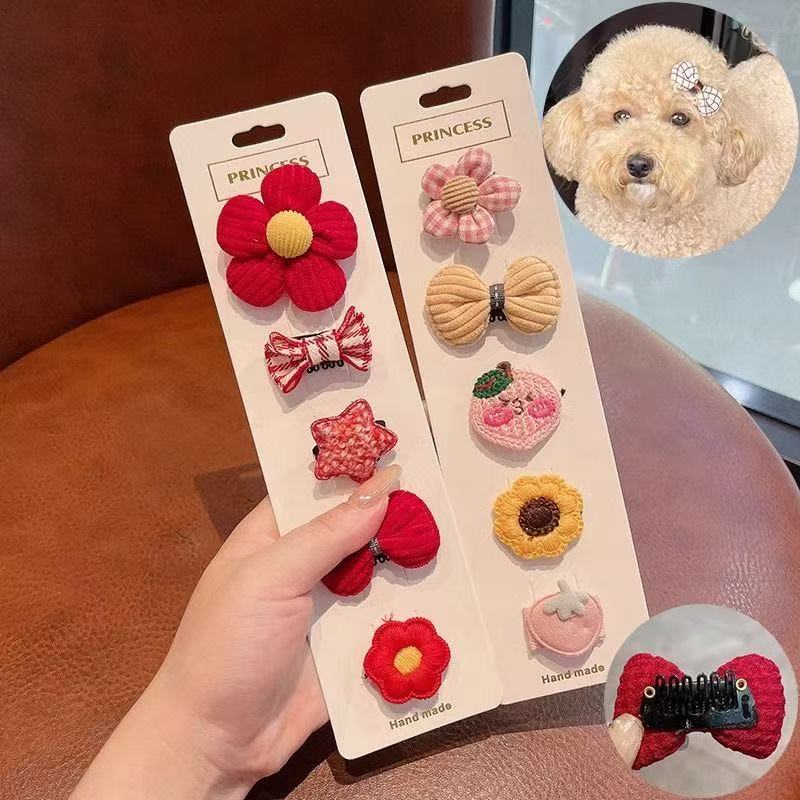 A universal Yorkshire Teddy Maltese headpiece for pet cats and dogs, a broken nose bridge hairpin