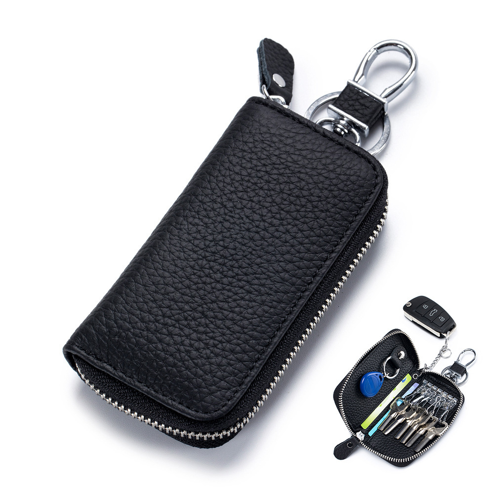 Designer Keybag New Top Layer Cowhide Universal Car Key Case Foreign Trade Genuine Leather Multifunctional Zipper Key Holder Home Key Case