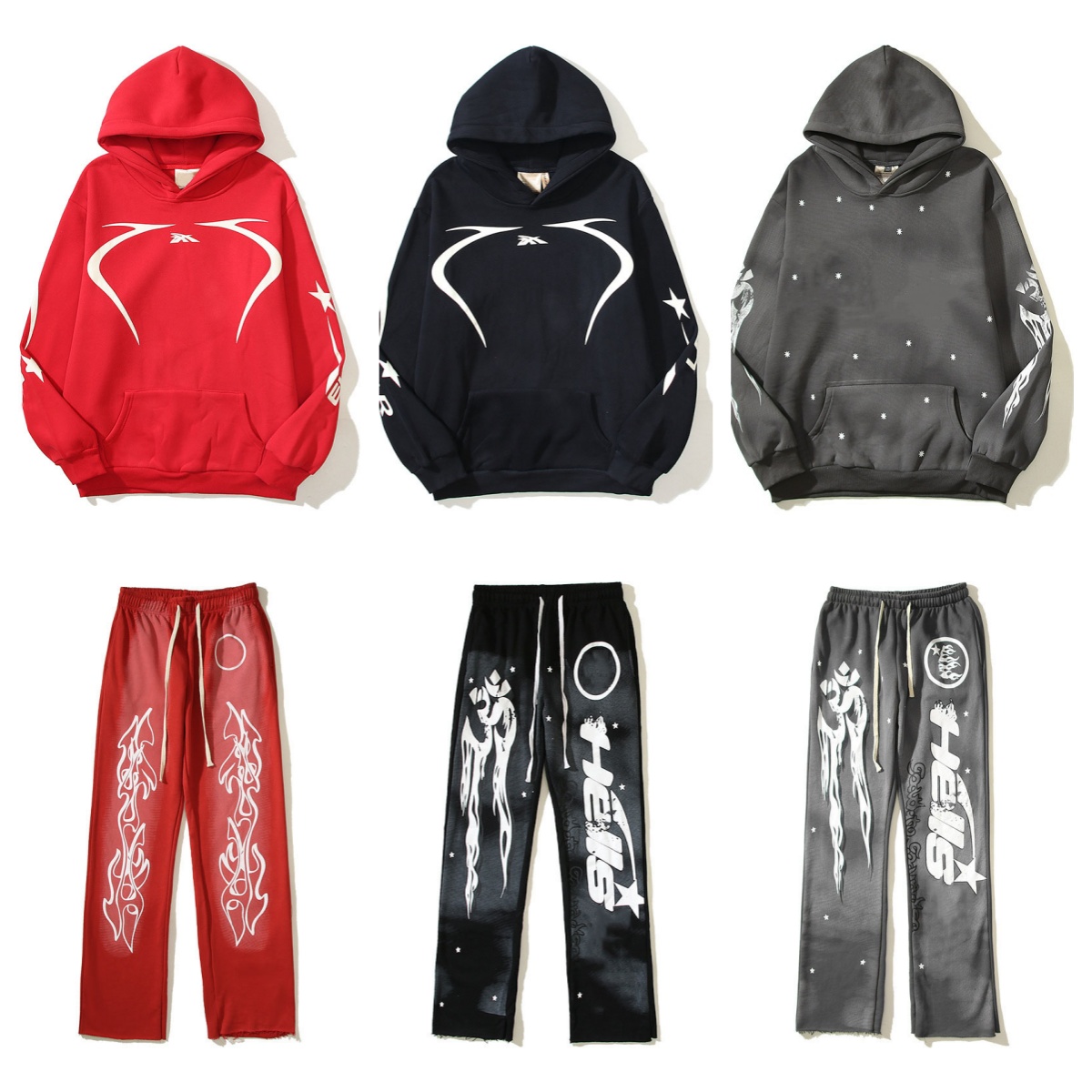 Designer Hoodie Men's Tracksuits Trendy Printe Hip Hop Gothic Sweatshirt Men's and Women Hoodie Casual Sports Hoodie Pants SIZE M-2XL