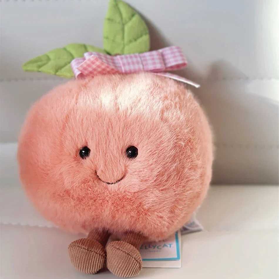 2025 Jelly Peach Pear Cherry Plush Doll Smiling Face Fruit Series Home Bedroom Decoration Pet Interactive Toy Birthday Gift XJ250619