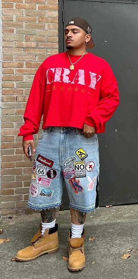 Y2K Jeans Men Women Hip Hop Cartoon Graphics Streetwear Retro Patchwork Denim Shorts Retro Blue Loose Denim Fitness Casual Shorts XJ250617
