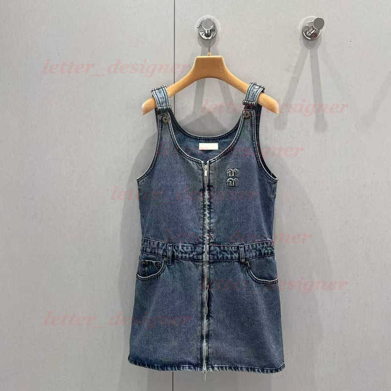 luxury Designer women's dresses mirror quality Women's Clothing Brand 25 Summer New Letter Patch Embroidery Logo Washed Denim Suspender Dress for women