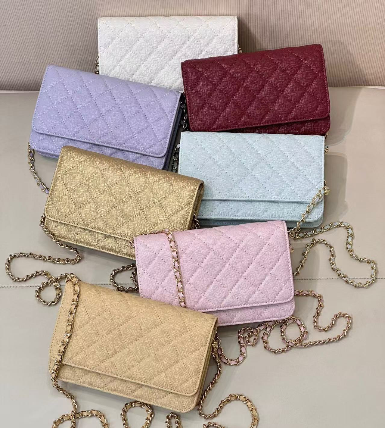 10A Quality wallet Selling Classic Fashion Upgraded magnetic hardware womens chain wallets Sheepskin Luxurys Designer bag Coin Purse Card Holder With box X066