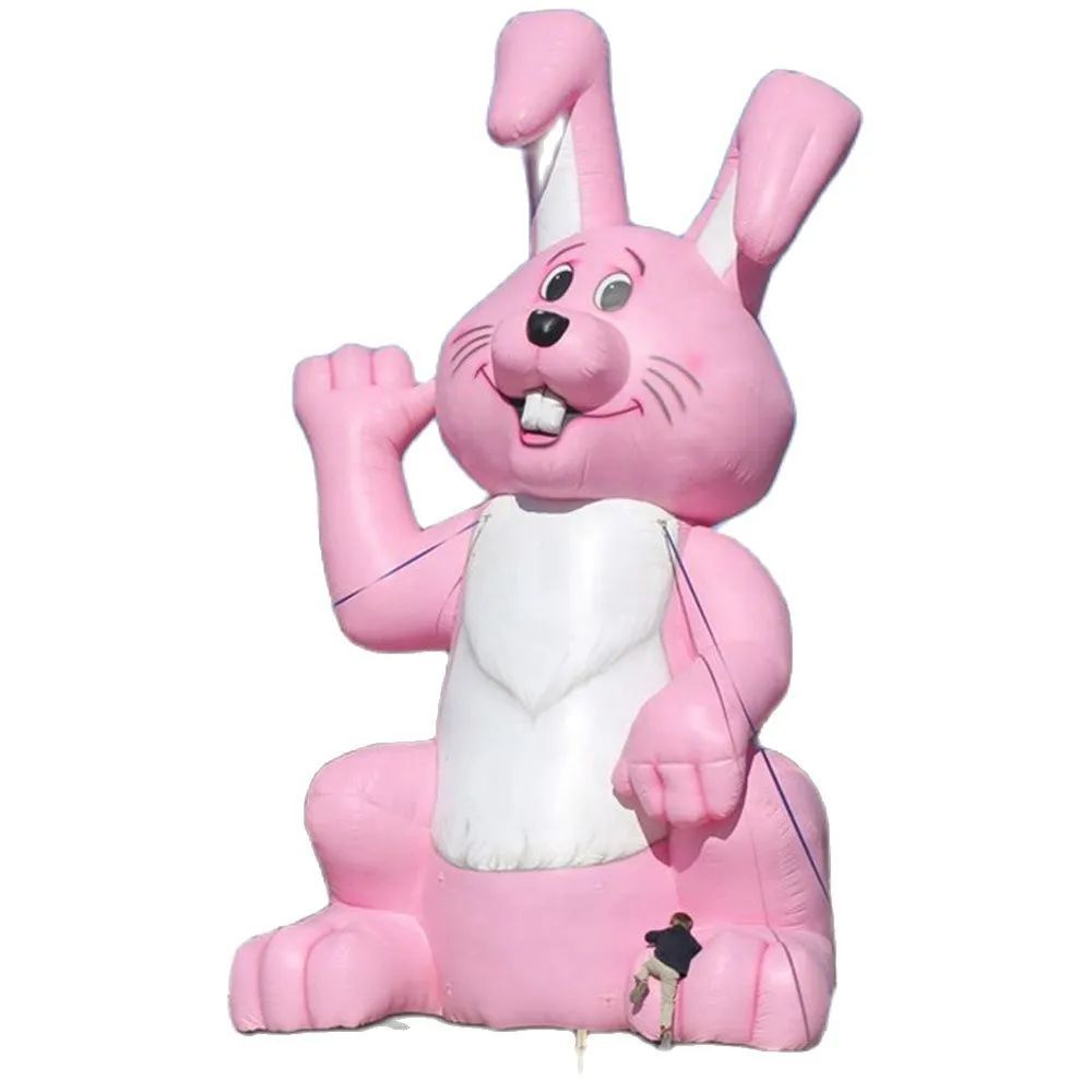 12m height (40ft) Vintage Lawn Display Pink Giant Inflatable Easter Bunny With LED Airblown Rabbit Balloon For Outdoor Festival Decoration