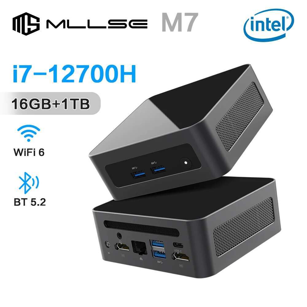 MLLSE M7 Mini PC Intel Alder Lake i7-12700H CPU 16G RAM 1TB ROM compatible USB3.2 Win11Pro Desktop Portable WiFi6 BT5.2