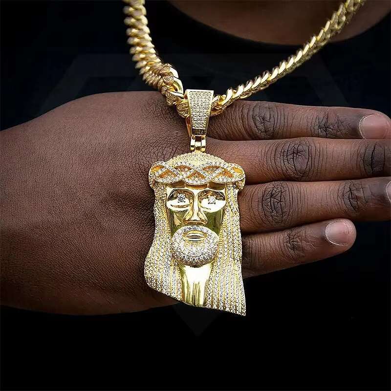 Custom 925silver Moissanite Iced Out Jesus Pendant Hip Hop Jewelry Moissanite Diamond Necklace Jesus Piece Pendant Silver Plated