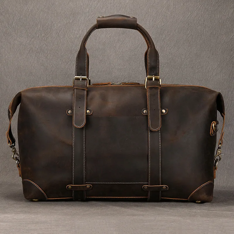 High Fashion Leather Travel Bag for Men Male Duffle Bag Large Capacity Weekender Bag 50cm Luggage Bag Business Carry on Handbag