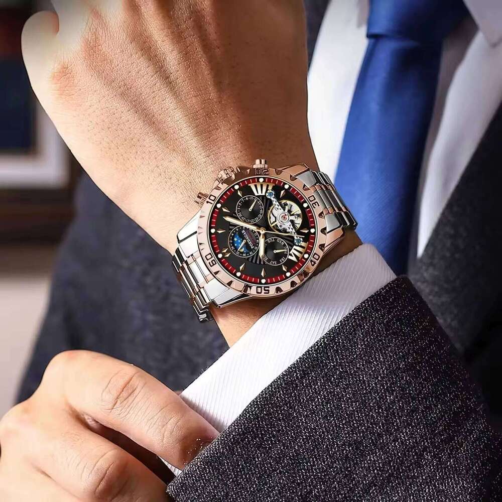 DHgadgets 1410 Tourbillon Waterproof Automatic Mechanical Watch Luminous Multifunctional Men's Wristwatch