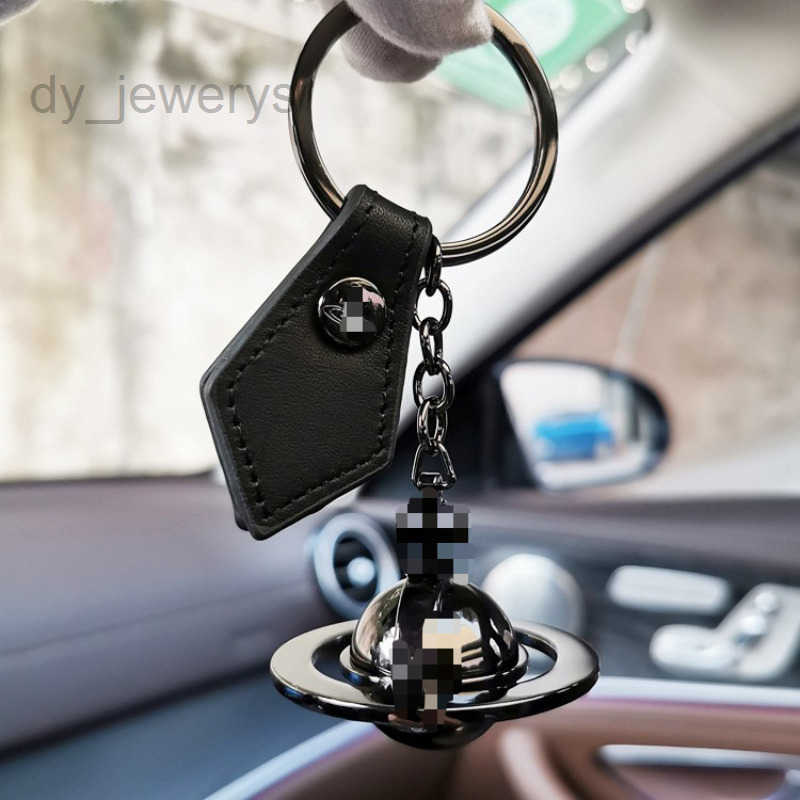 Designer Keychain Brand Saturn Keychains Bag Black Leather Metal Bag Pendants Decoration Accessories