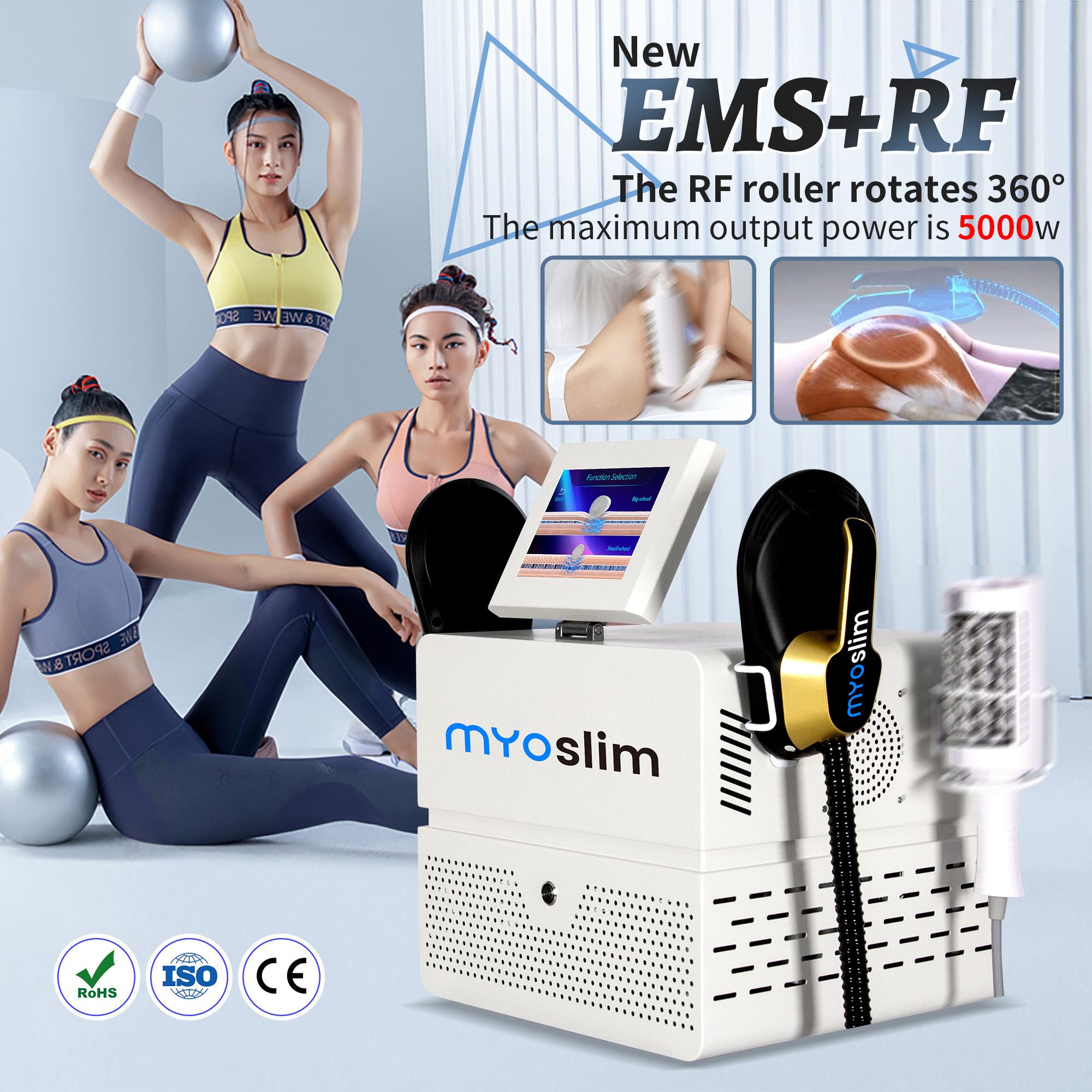 New MyoSlim Desktop RF Body Shaping Machine Roller Fat Reduction And Magnetic Slimming Body Shaping And Weight Loss White