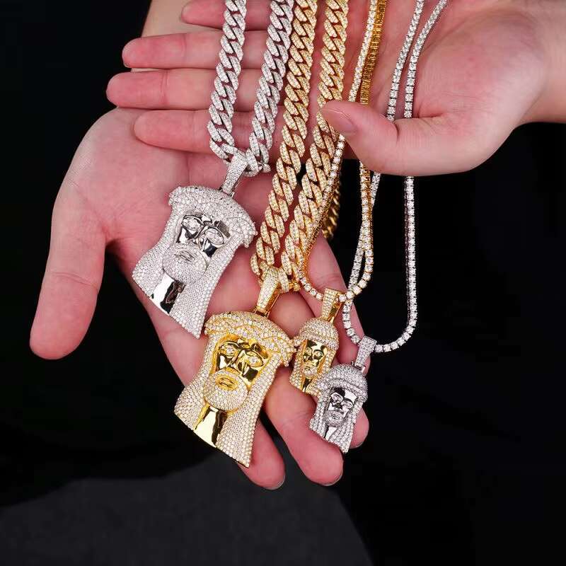 Wholesale Classic Iced Out Diamond Gra Certificate Hip Hop 925 Sterling Silver VVS Moissanite Jesus Pendant for Men