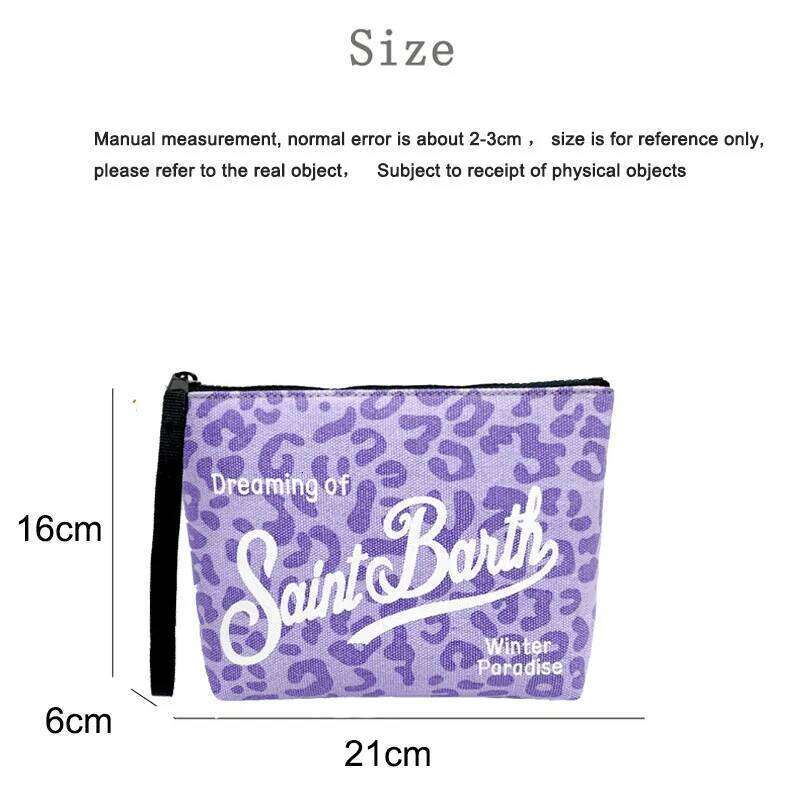 SAINT BARTH autumn and winter new women's Clutch Bag leopard print purple canvas diving handbag