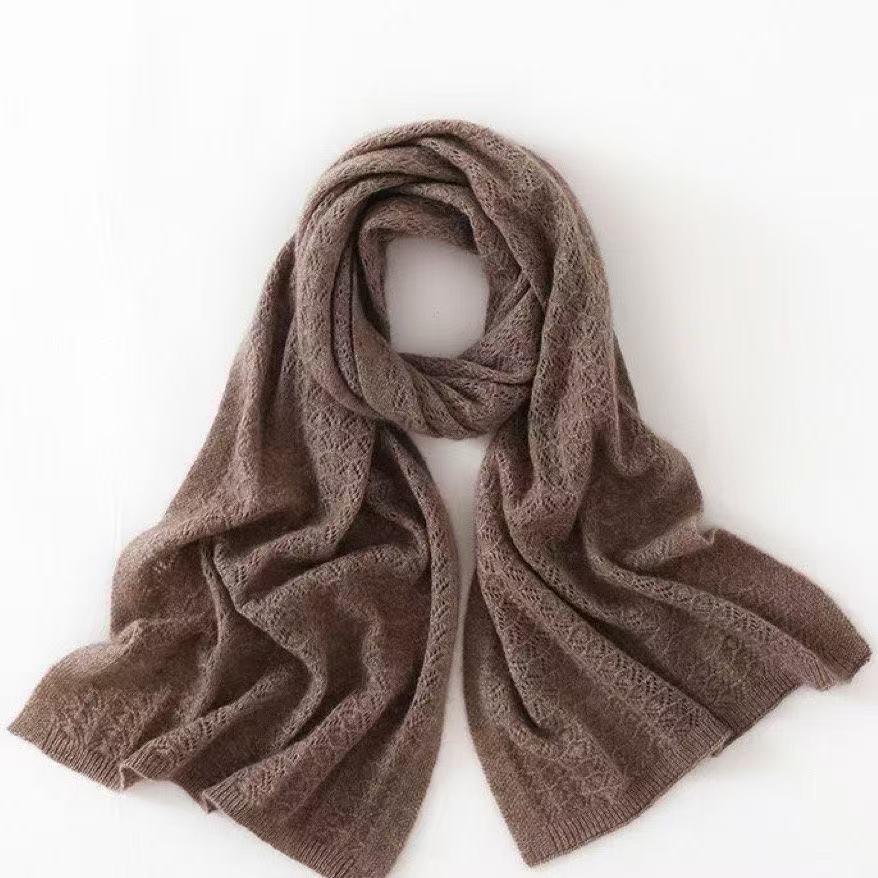 T1013 Winter scarf warm wool solid color knitted neck hollow