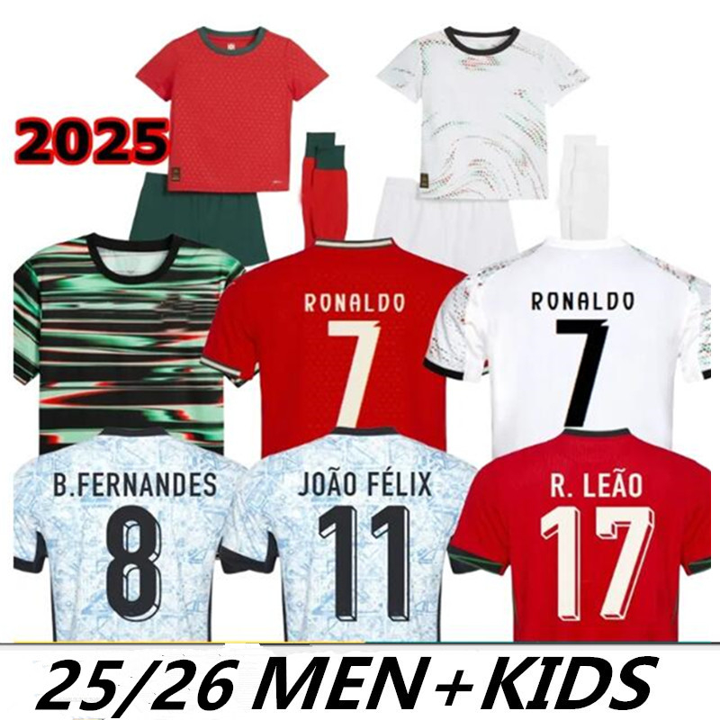 2025 Portugal soccer Jerseys RoNalDo Retro Long Sleeves Portuguese Jerseys JOAO FELIX RUBEN NEVES DIOGO PORTUGIESER Portugal football shirt Team Men Kids kit 2026
