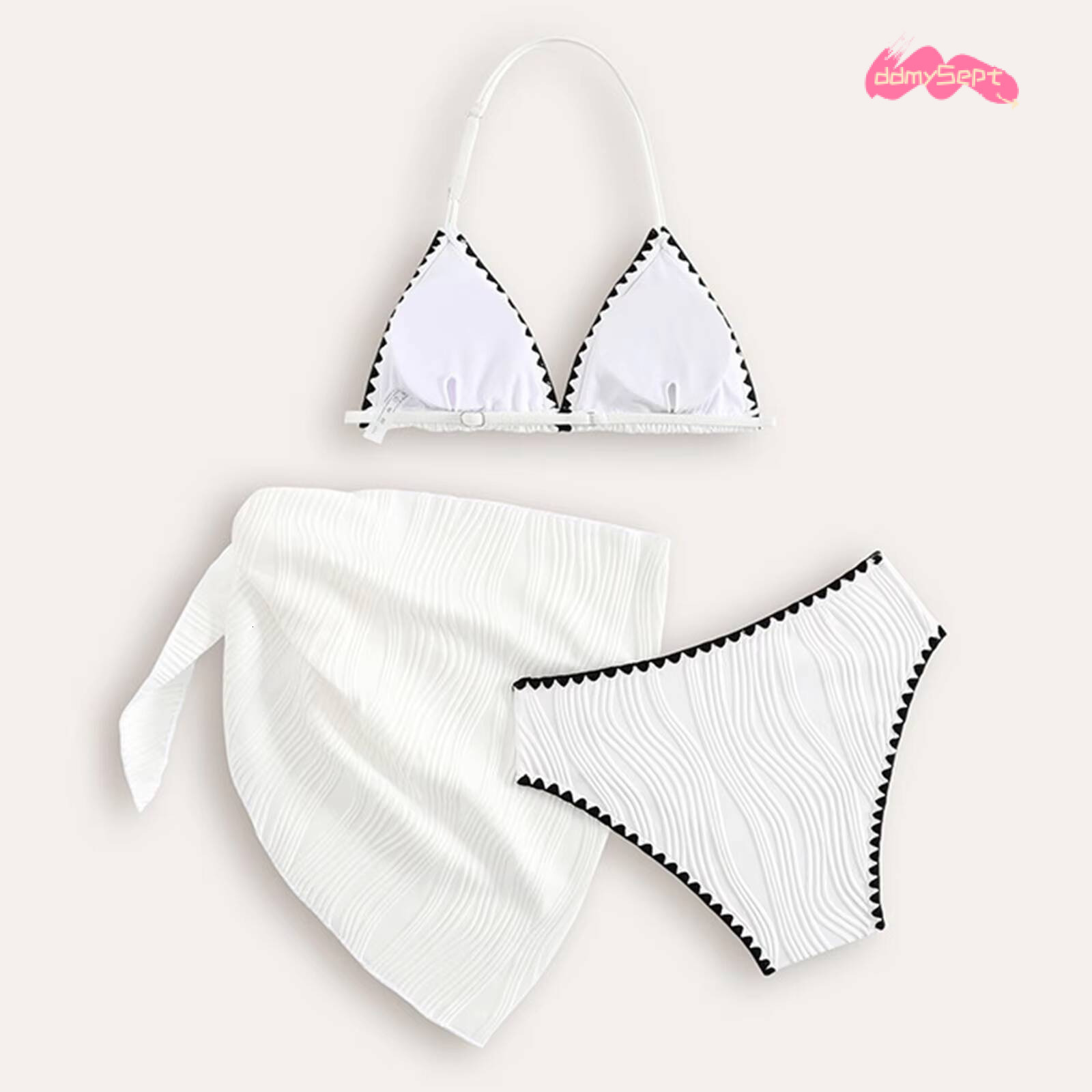Teen Swimsuits Fashion Striped Cutout Tween 3 Piece Swimwear Kids Beach Bathing Suits Bikini Set Girls Swimsuit ddmysept