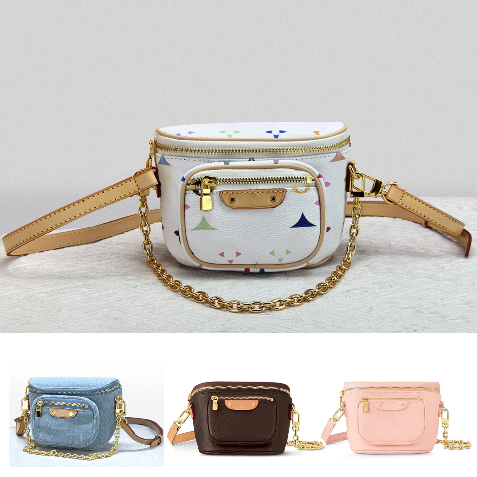 Luxury Brand mini bumbag Womens designer mini shoulder bags Waist bag Chain small handbags clutch Gradient flower Luxury crossbody for women Chest bags pochette