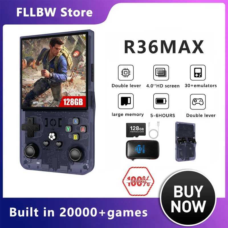 FLLBW R36 MAX Retro Gaming Console 4.0 Inch Screen Portable Open Source Video Game Player Built-in 15000+ Games 64G/128G XJ250619