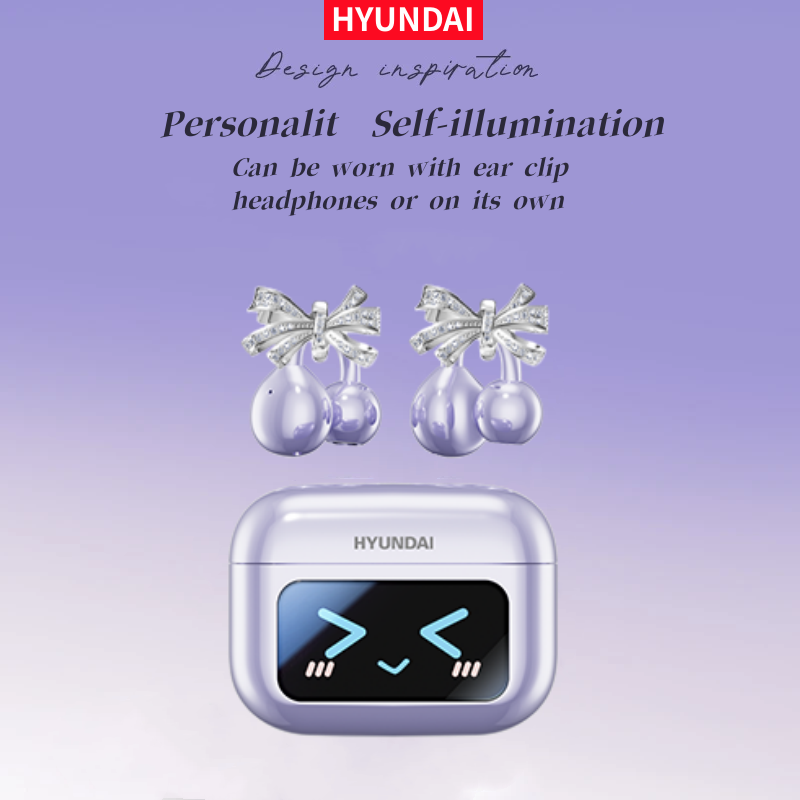 HYUNDAI Headphones Bow Butterfly Earrings Fashion Design Earphones TWS Bluetooth HiFi Sound Quality Earbuds For Android IOS labubu M100