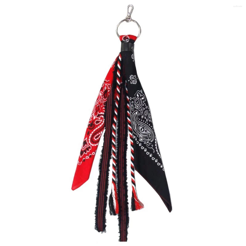 Trendy Keychain with Paisley Bandana Ribbon - Hip Hop Streetwear Style for Jeans and Pants