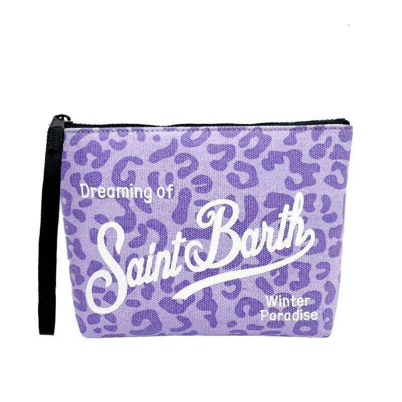 SAINT BARTH autumn and winter new women's Clutch Bag leopard print purple canvas diving handbag