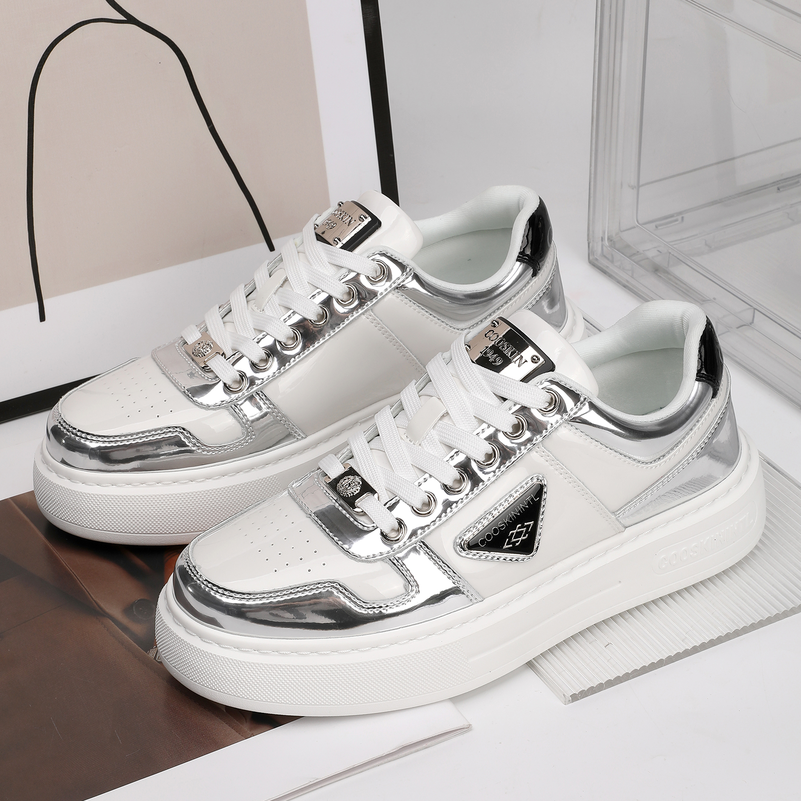 Shoes designer Lace up Thick Sole Flat Casual Shoes Mixed Color Patchwork Sneakers Daily vacation Walking Shoes Unisex P9FF
