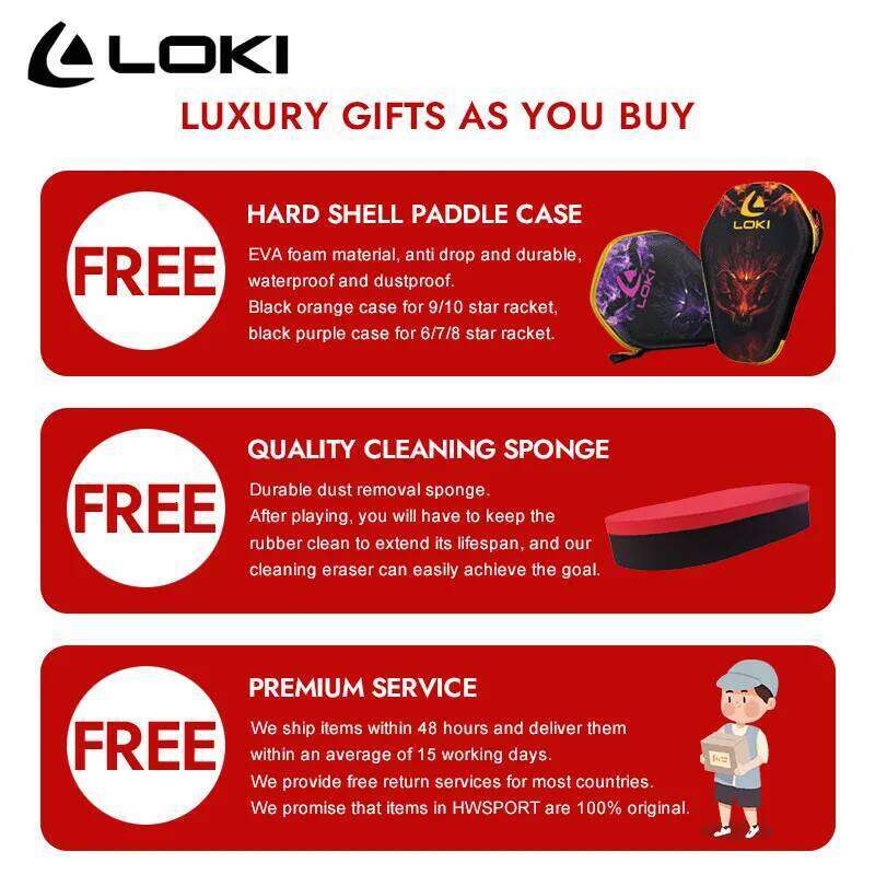 LOKI DRAGON 10 STAR Table Tennis Racket Professional 5 Wood 2 ALC Ping Pong Paddle Bat Carbon Blade with FH 9 & BH RXTON 7