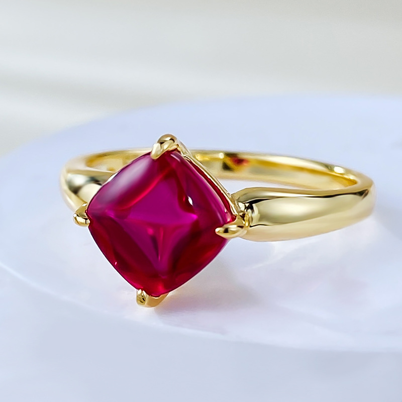 Elegant 925 Sterling Silver Red Moissanite Ring 7x7mm Brilliant Cushion Cut