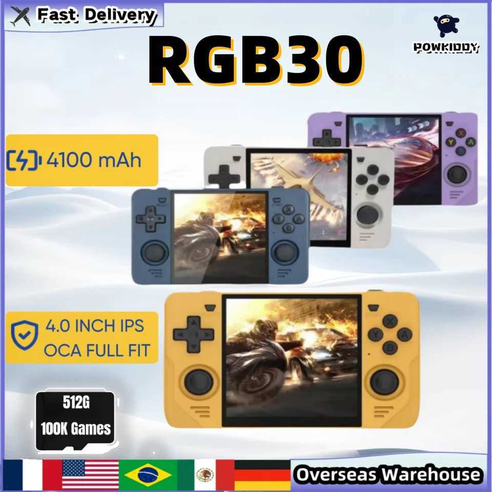 Powkiddy RGB30 Handheld Game Console Retro Portable Handheld Game Console 4 Inch Screen Built-in Wifi HD Gaming Console GiftXJ250619