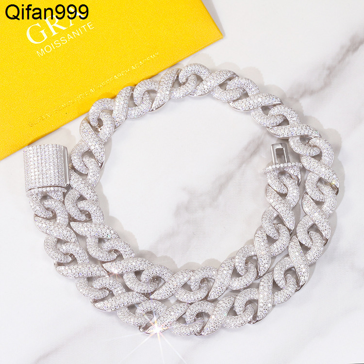 100% Pass Diamond Tester Diamond Mossinate S925 Sterling Silver Cuban Chain Miami Cuban Link Chain Fashion Jewelry