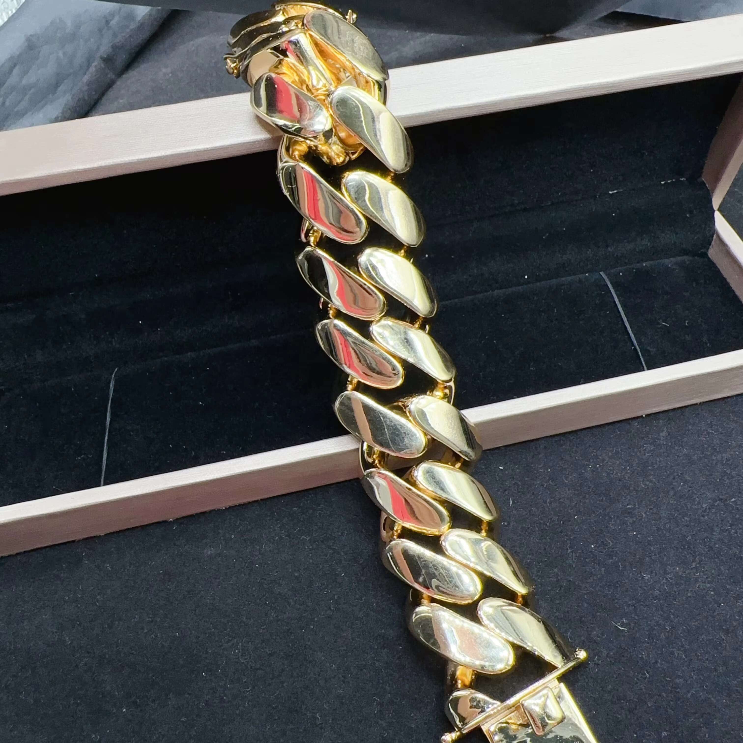 Fine Hip Hop Jewelry 20MM Big Necklace Brass Men Bracelet Miami Cuban Link Chain