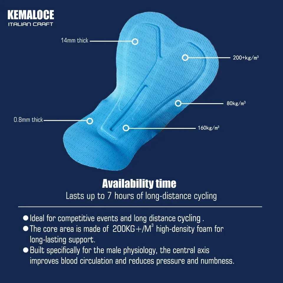 KALOCE Men Cycling Bib Shorts Solid Blue Black 5D Gel Pad Mountain Bike Shorts High End Outdoor Breathab Bike Tight KnickerXJ250619