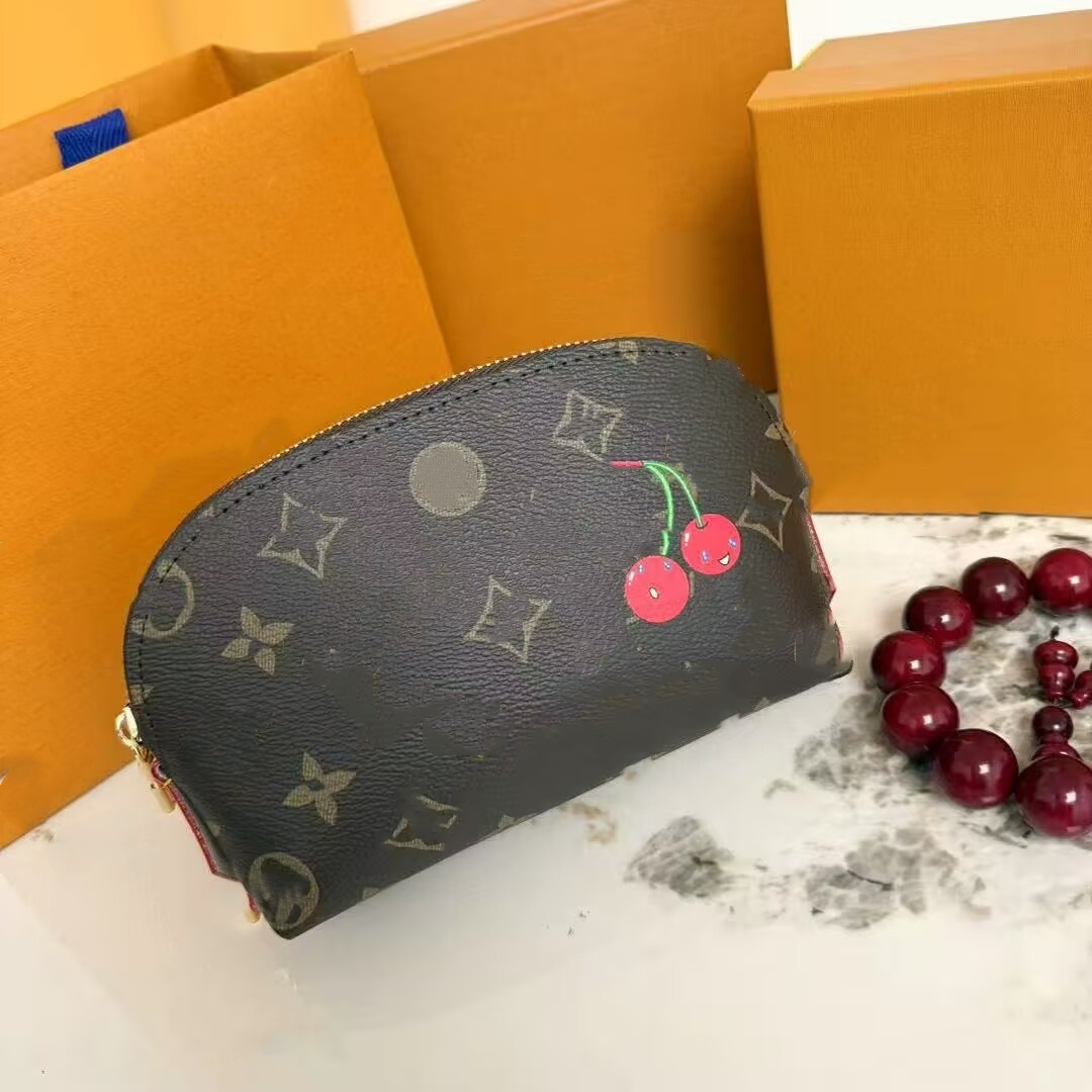 designer colorful nice cosmetic bag toiletry pouch makeup bag cases takashi murakami women cherry blossom nice vanity travel bag clutch handbags purses wallets