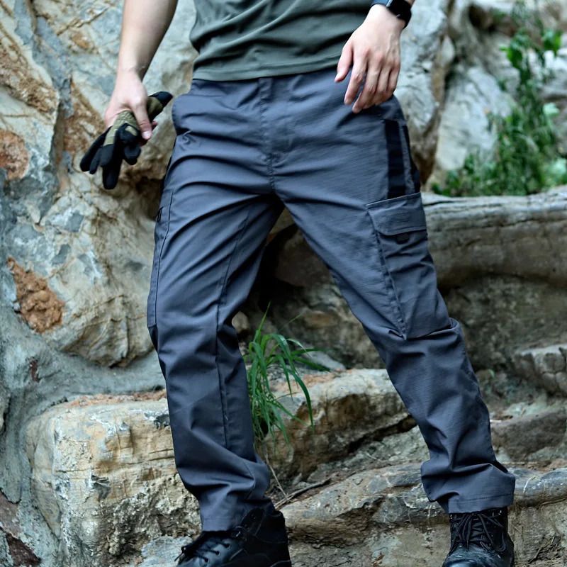 Mens Tactical Pants Waterproof RipProof Combat Overalls 8 Pockets Outdoor Hiking Durable Field Work Clothes 250618