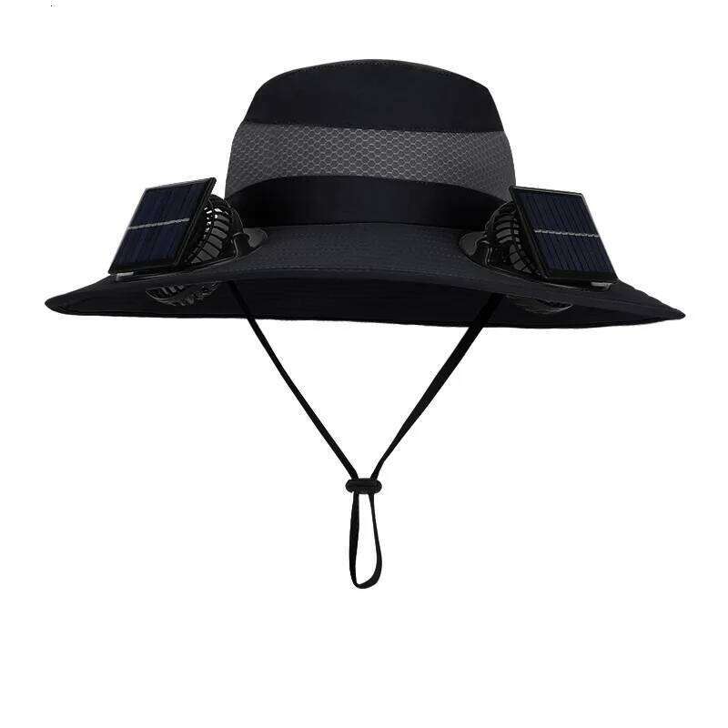 Double Fan For Men Summer Outdoor Fishing Sun Protection Visor Fisherman 12CM Wide Brim Breathable Bucket Hat Male