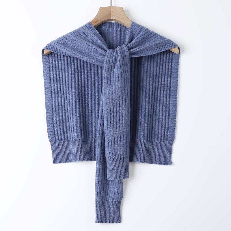 K1072 Spring, autumn and winter 100% wool knitted small shawl outerwear waistcoat pit knotted shoulder women's multifunctional wool scarf