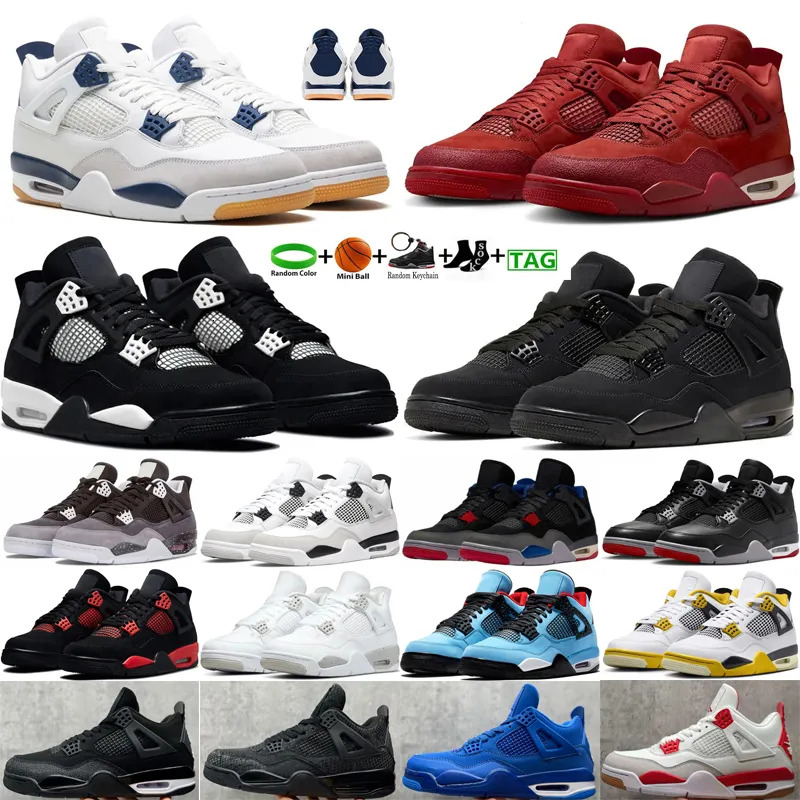 with box Designer shoes 4 Basketball Shoes for Women Military Sail Red 4s Black Cat Cement Yellow Thunder White Oreo Cool Grey Blue j4 University Seafoam Men