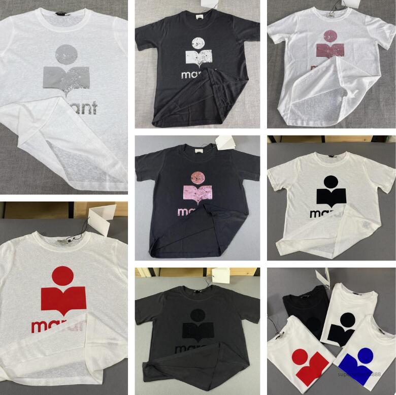 Isabel MarrantstShirt Designer Letter Glitter Print Tees Casual Cotton Pullover Isabel Tshirt T Shirt Fashion Luxury Women Short Sleeved Isabel T-Shirt