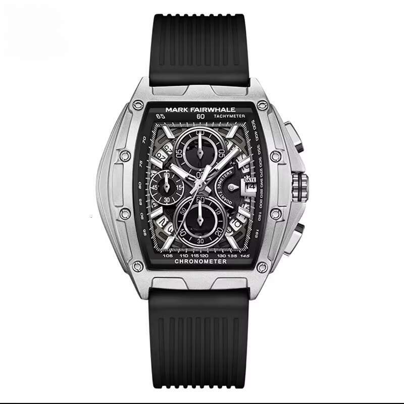 DHgargets Mark Fairwhale Customized New Men's Watch Barrel-shaped Large Dial Hollow FW-5080 Waterproof Function Tonneau Wristwatch Reloj