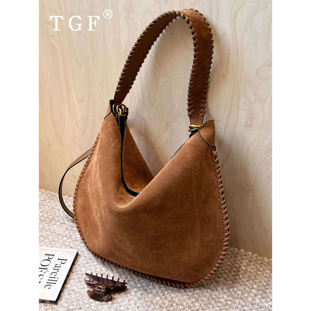 Underarm Saddle Bag for Women New Autumn Winter Large Capacity Handwoven Suede Handbag