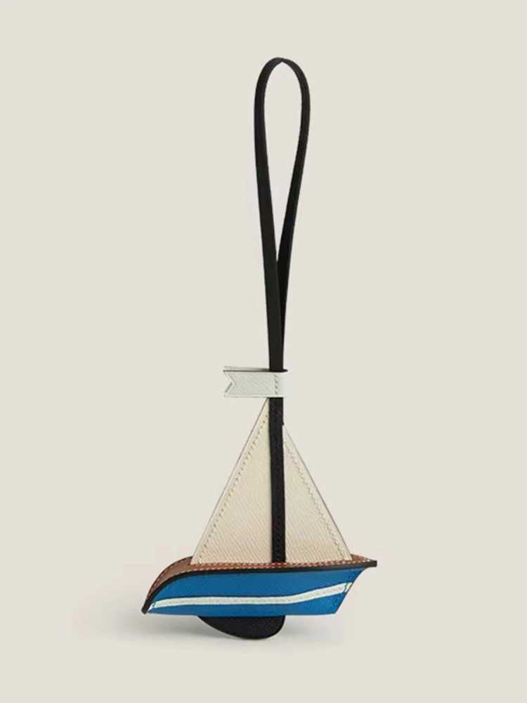Newly Sailboat Bag Charms Pendant Smooth Sailing Handmade Genuine Cowhide Car Hanging High Quality Key Chain Bags Accessories XJ250619
